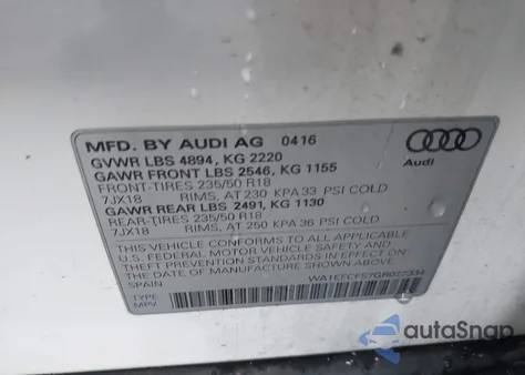 2016 Audi Q3 2.0T Premium Plus from USA, damaged, VIN WA1EFCFS7GR022334